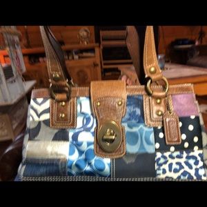 Coach blue patchwork & leather purse